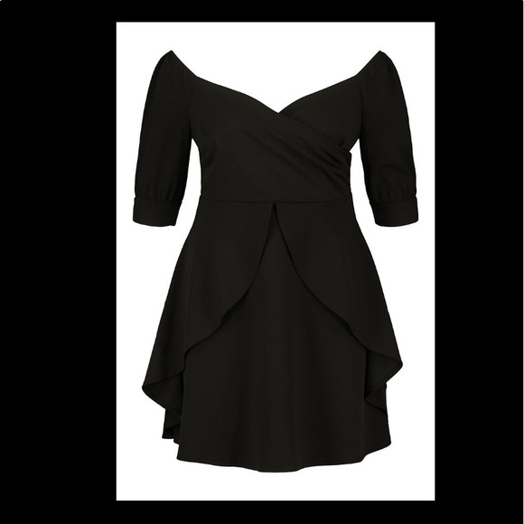 plus ruffle detail wrap skater dress